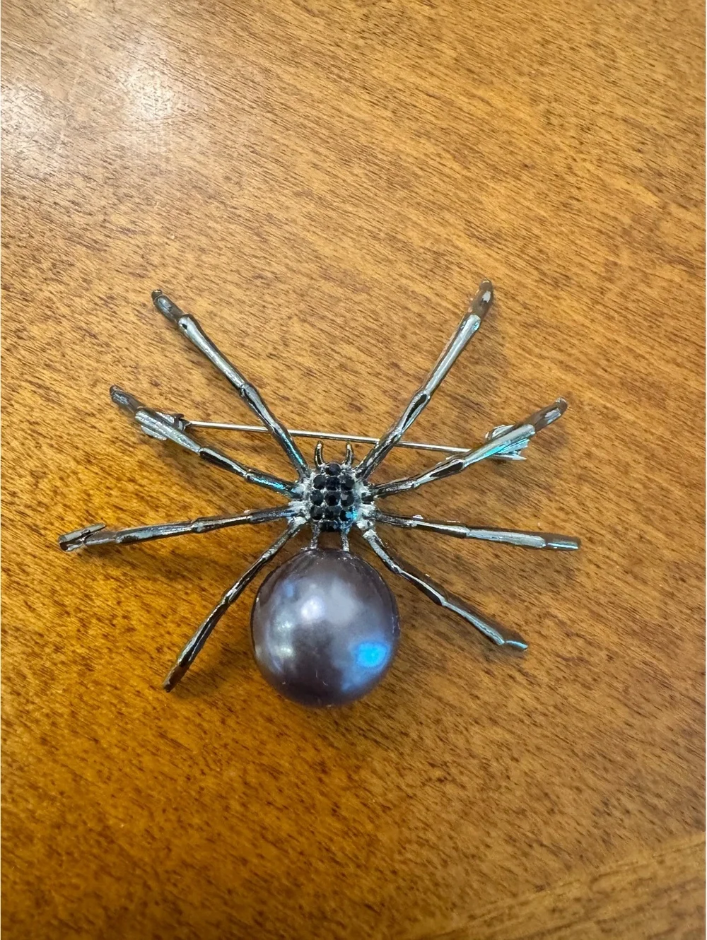 Vintage Style Spider Brooch with Large Pearl Accent 319